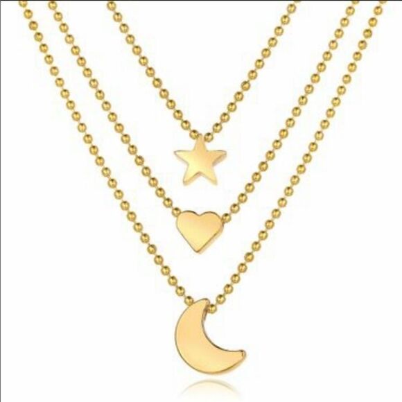 Necklace multilayer Star Moon Heart Chic cute - Picture 1 of 8